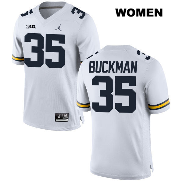 Women's NCAA Michigan Wolverines Luke Buckman #35 White Jordan Brand Authentic Stitched Football College Jersey GN25T45II